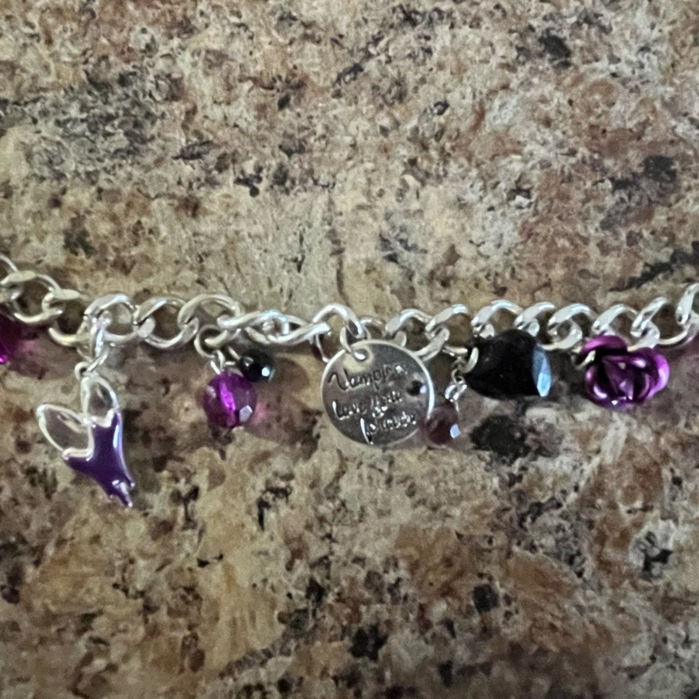 Silver Vampire Themed Charm Bracelet